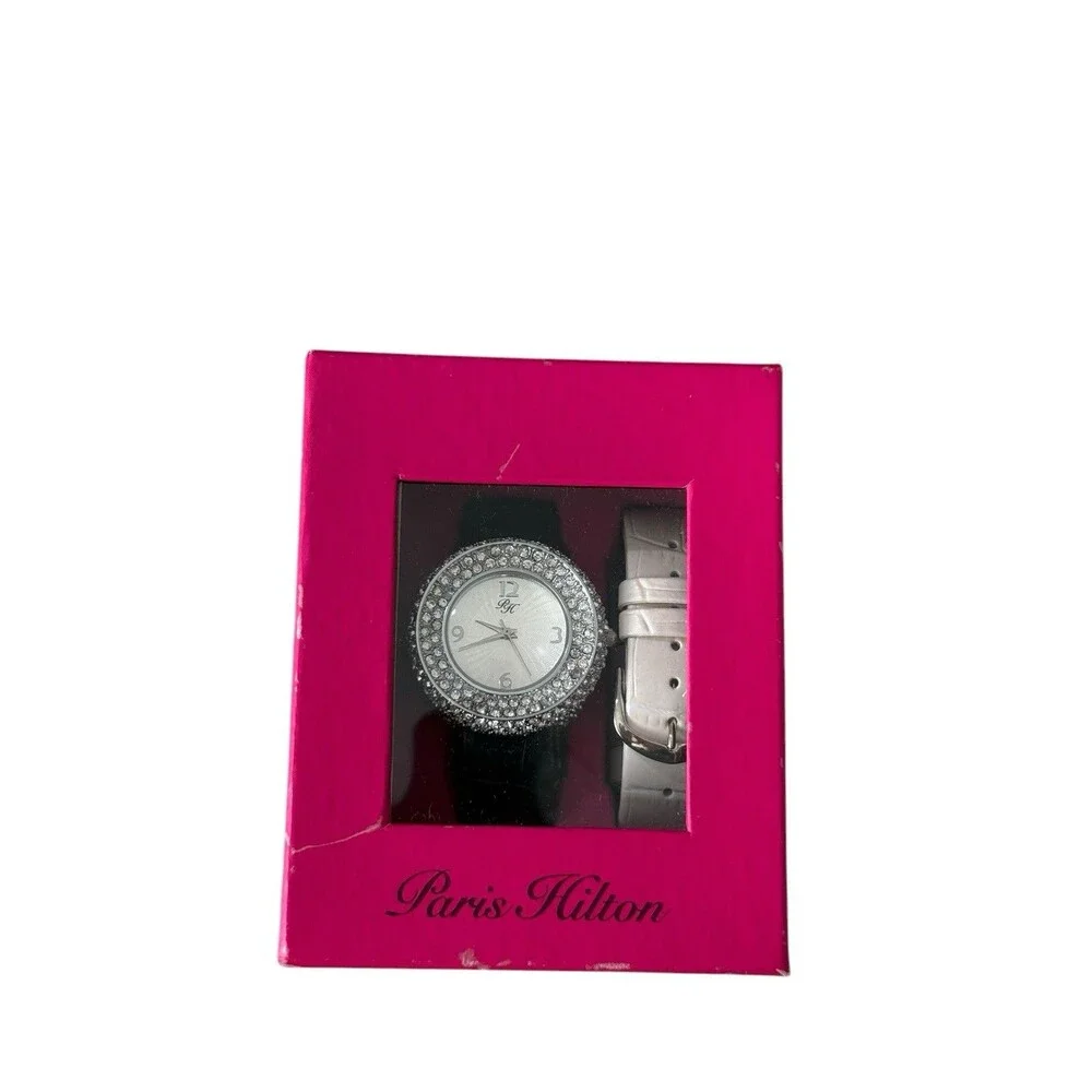 PARIS HILTON FRAGRANCES SILVER CRYSTAL WATCH NEW! Y2K See Description